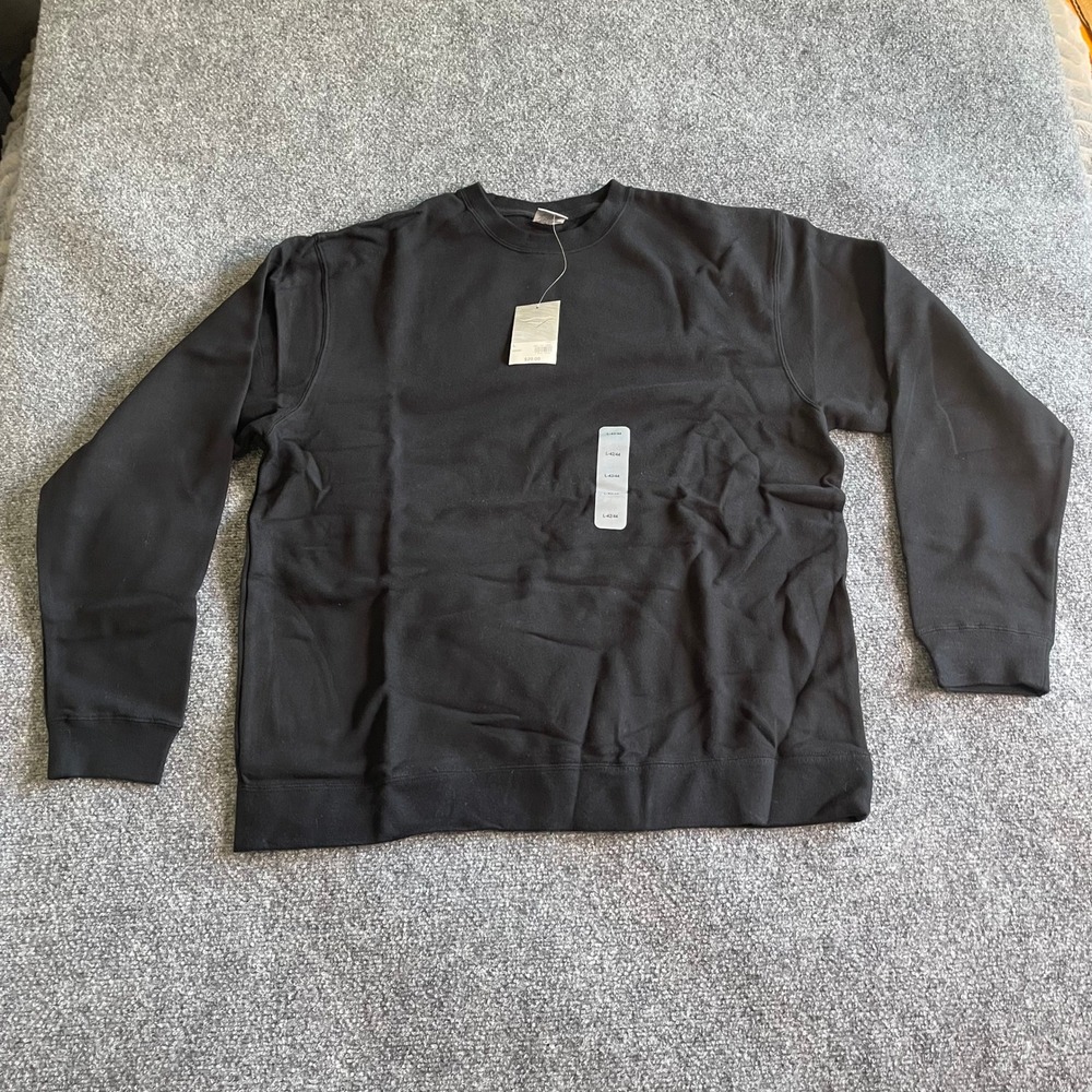 Cheetah Mens Black Crewneck Sweatshirt Large‎ L-42/44 NWT Pullover Fleece